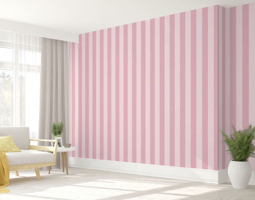 GP1900272 Pink Stripes Peel and Stick Wallpaper Roll 19 inch Wide x 18 ft. Long, Pink