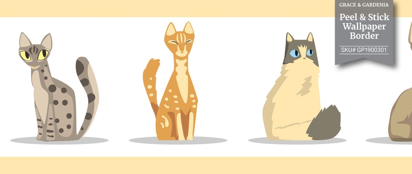 GP1900301g8 Cartoon Cats Peel and Stick Wallpaper Border 8