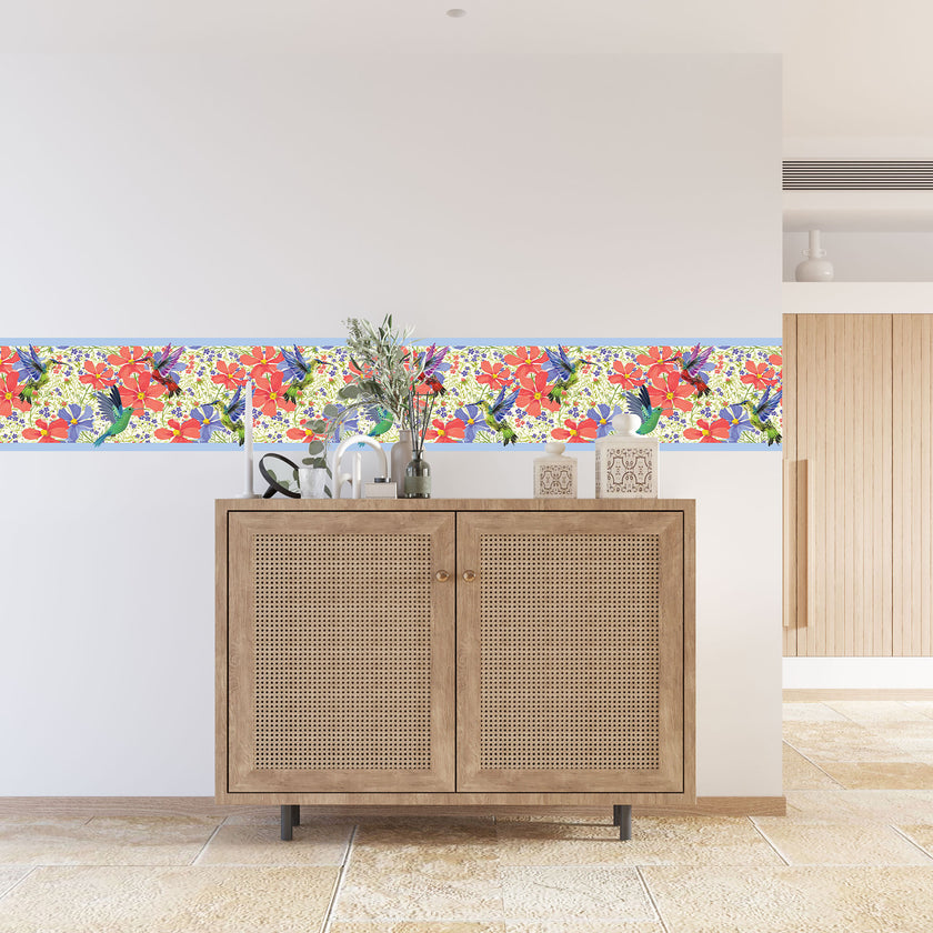GP1900321g8 Hummingbird Garden Peel and Stick Wallpaper Border 8
