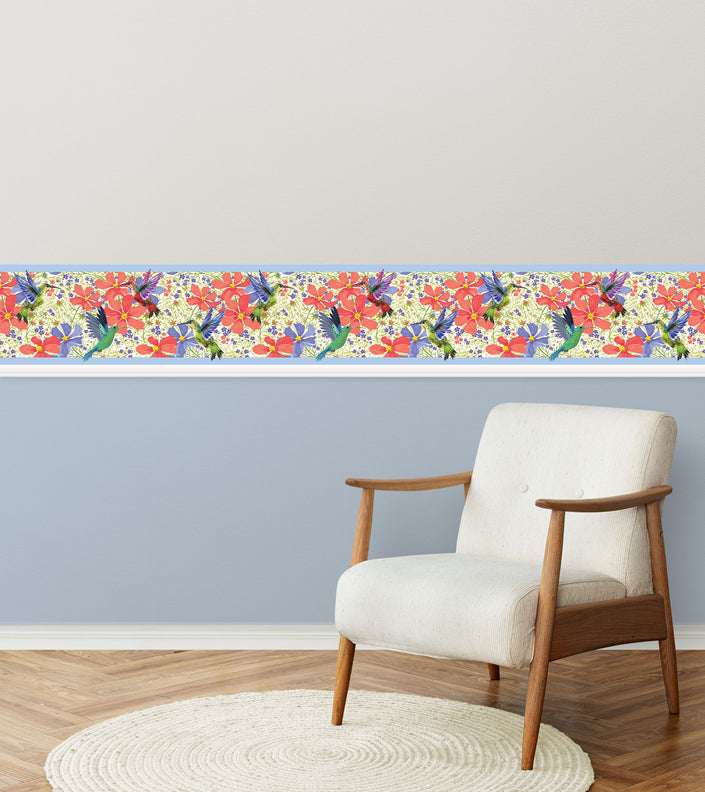 GP1900321g8 Hummingbird Garden Peel and Stick Wallpaper Border 8