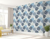 GP1900144 Large Blue Leaves on White Premium Peel and Stick Wallpaper Panel 6 Ft High x 26