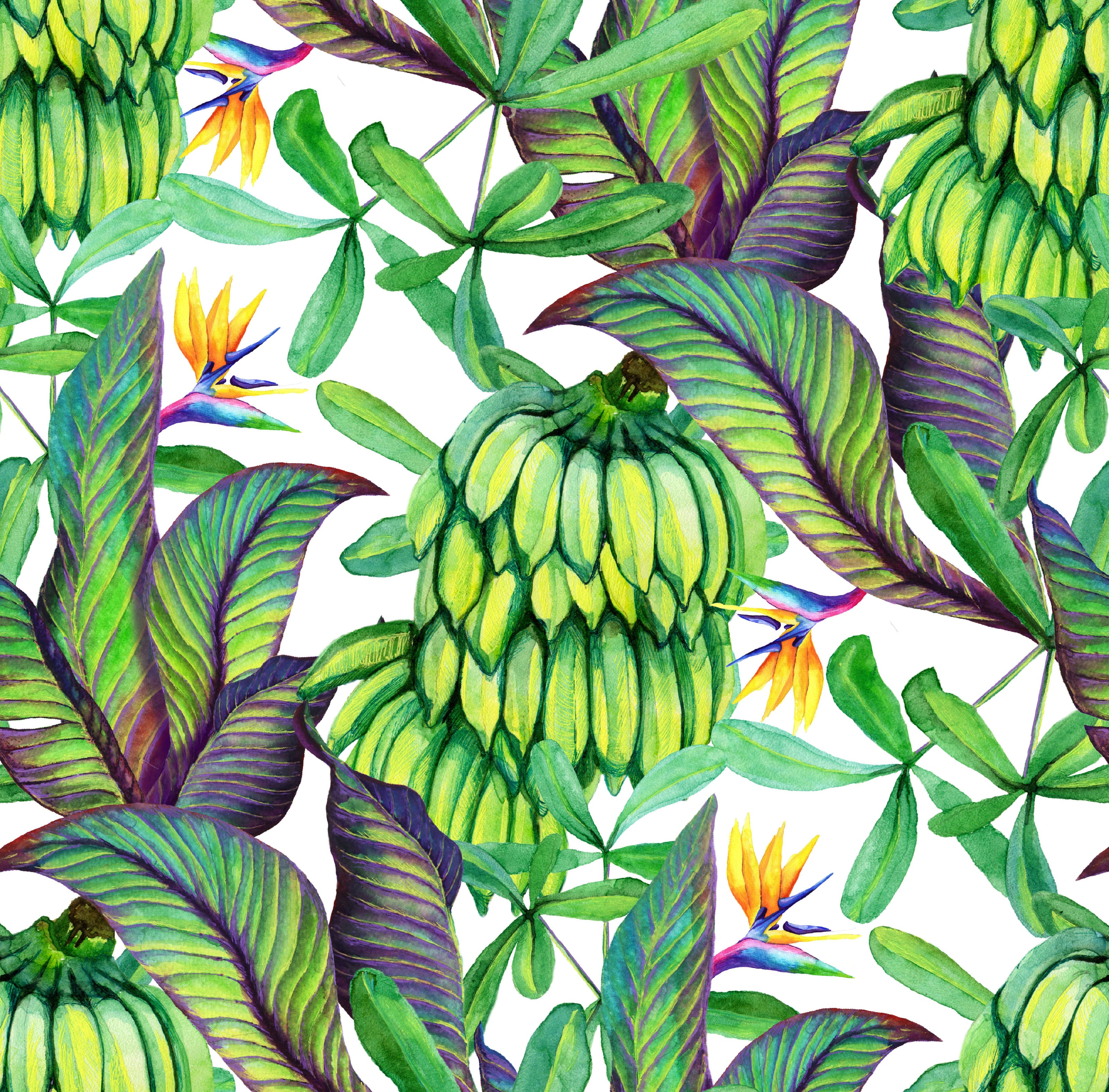 GP1900341 Banana Leaves Premium Peel and Stick Wallpaper Panel 6 Ft High x 26