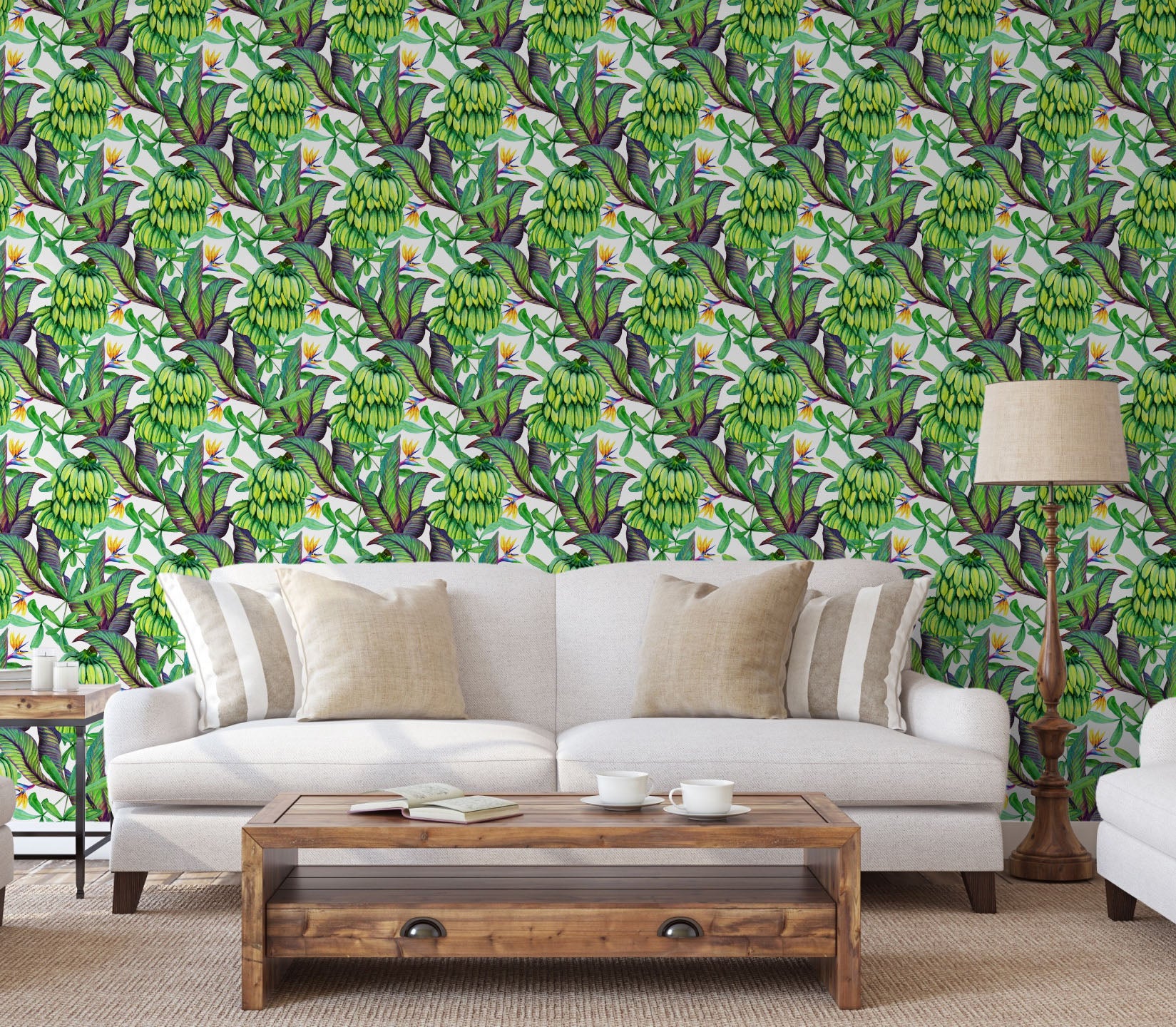 GP1900341 Banana Leaves Premium Peel and Stick Wallpaper Panel 6 Ft High x 26