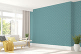 GP190052 Grace & Gardenia Hexagon Pattern on Blue Premium Peel and Stick Wallpaper Panel 6 Ft High x 26