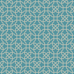 GP190052 Grace & Gardenia Hexagon Pattern on Blue Premium Peel and Stick Wallpaper Panel 6 Ft High x 26