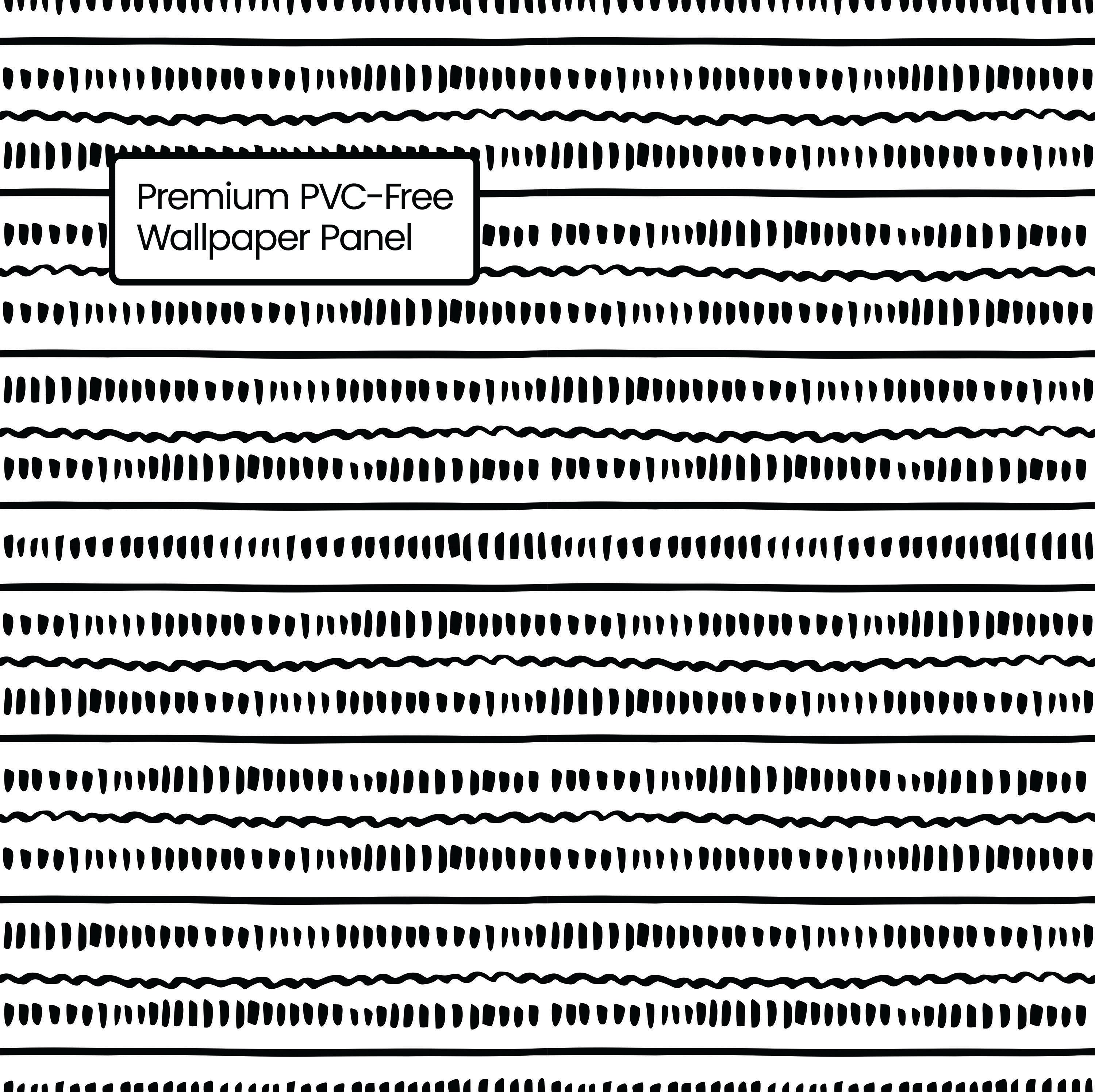 GP190091 Grace & Gardenia - Black and White Hand Painted Lines Premium Peel and Stick Wallpaper Panel 6 Ft High x 26