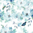 GP3011P6 Grace & Gardenia Peel and Stick Premium Wallpaper Panel 9 Ft High 26 in wide Watercolor Floral Butterfly Blue Green Luxury PVC-free self-adhesive Paper with slightly textured matte finish