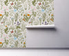 GP5031 Grace & Gardenia  Wildflowers and Butterflies Premium Textured Paper Peel and Stick Wallpaper Panel SAMPLE Cream / Green / Blue / Pink