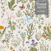 GP5031 Grace & Gardenia  Wildflowers and Butterflies Premium Textured Paper Peel and Stick Wallpaper Panel SAMPLE Cream / Green / Blue / Pink