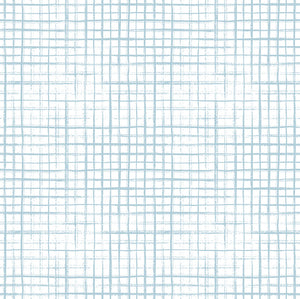 GW0061 Hand Painted Grid Peel and Stick Wallpaper Roll 20.5 inch Wide x 18 ft. Long, Light Blue/White