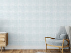 GW0061 Hand Painted Grid Peel and Stick Wallpaper Roll 20.5 inch Wide x 18 ft. Long, Light Blue/White