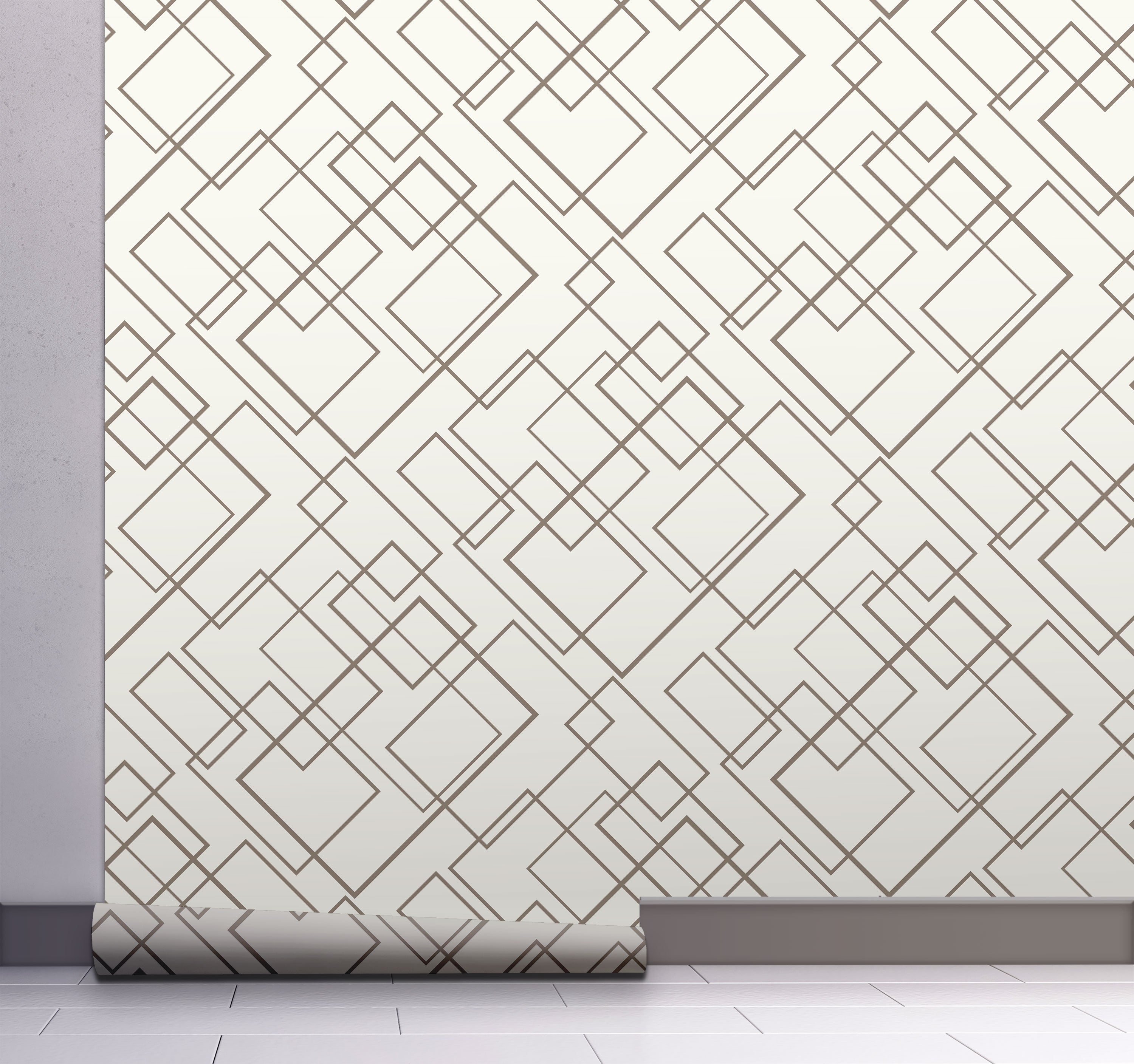 GW0151 Diagonal Rectangles Peel & Stick Wallpaper Roll 20.5in W x 18ft L, Gray