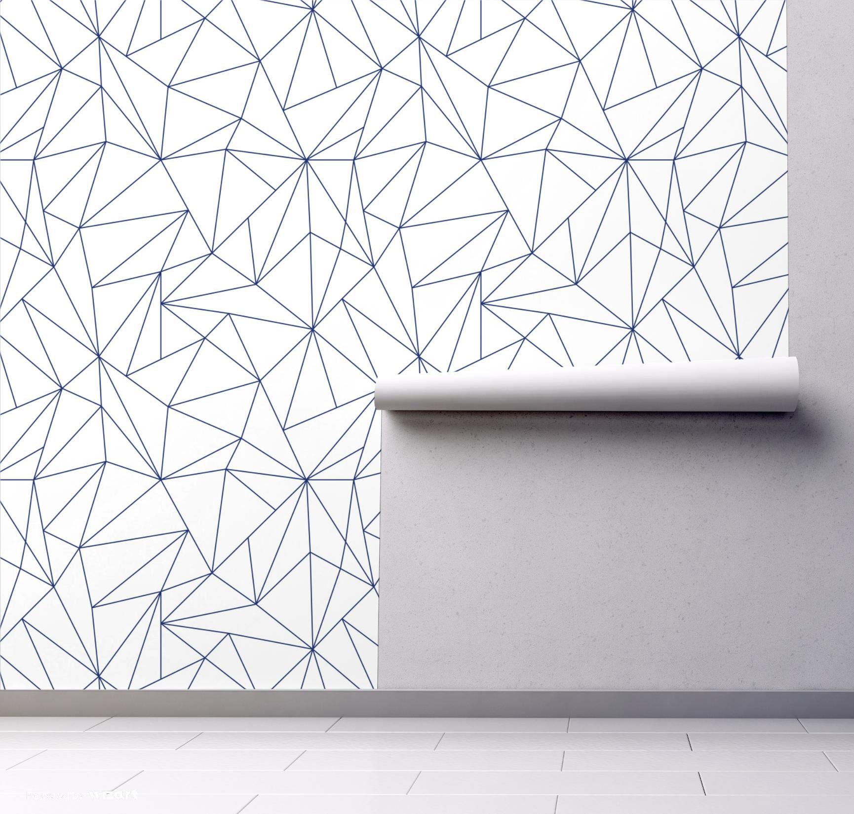 GW0161 Grace & Gardenia Geometric Abstract Lines Peel and Stick Wallpaper Roll 20.5 inch Wide x 18 ft. Long, Blue/White