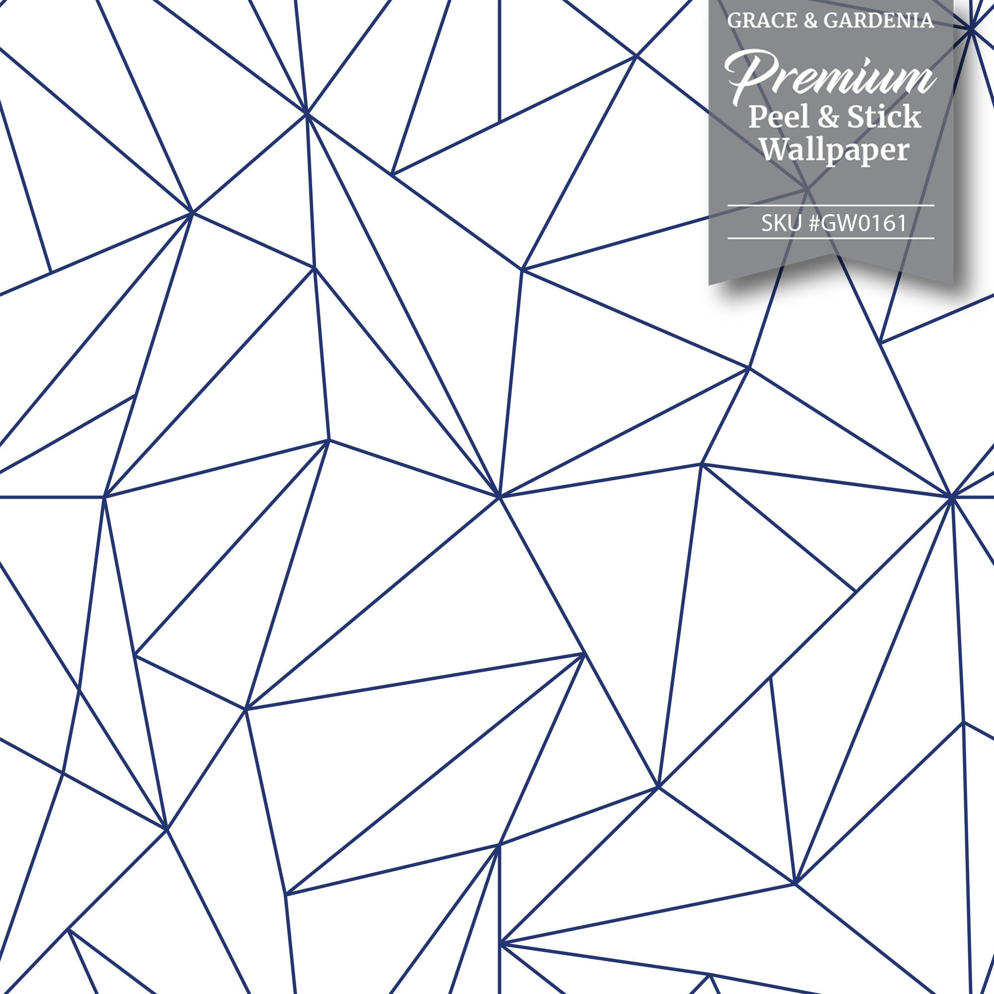 GW0161 Grace & Gardenia Geometric Abstract Lines Peel and Stick Wallpaper Roll 20.5 inch Wide x 18 ft. Long, Blue/White