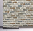 GW1003 Grace & Gardenia Washed Faux Brick Peel and Stick Wallpaper Roll 20.5 inch  x 18 ft. Long Off White Gray Brown