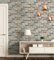 GW1003 Grace & Gardenia Washed Faux Brick Peel and Stick Wallpaper Roll 20.5 inch  x 18 ft. Long Off White Gray Brown