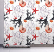 GW1031 Coral Under the Sea Peel and Stick Wallpaper Roll 20.5 inch Wide x 18 ft. Long, Black/White/Orange/Red