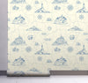 GW1051 Nautical Map Peel and Stick Wallpaper Roll 20.5 inch Wide x 18 ft. Long, Slate Blue Light Beige