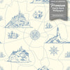 GW1051 Nautical Map Peel and Stick Wallpaper Roll 20.5 inch Wide x 18 ft. Long, Slate Blue Light Beige