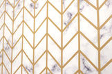 GW108031 Herringbone on Marble Peel and Stick Wallpaper Roll 20.5 inch Wide x 18 ft. Long, Gold/White/Gray