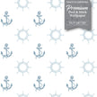 GW12081 Blue Nautical Anchor Peel and Stick Wallpaper Roll 20.5 inch Wide x 18 ft. Long, Blue/White