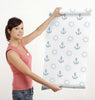 GW12081 Blue Nautical Anchor Peel and Stick Wallpaper Roll 20.5 inch Wide x 18 ft. Long, Blue/White