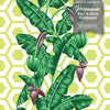 GW12021 Geometric Banana Leaf Peel and Stick Wallpaper Roll 20.5 inch Wide x 18 ft. Long Green/Purple