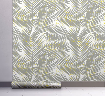 Gray Palms with Yellow on White