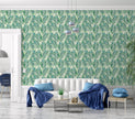 GW128051 Blue and Green Palms Peel and Stick Wallpaper Roll 20.5 inch Wide x 18 ft. Long Blue/Green