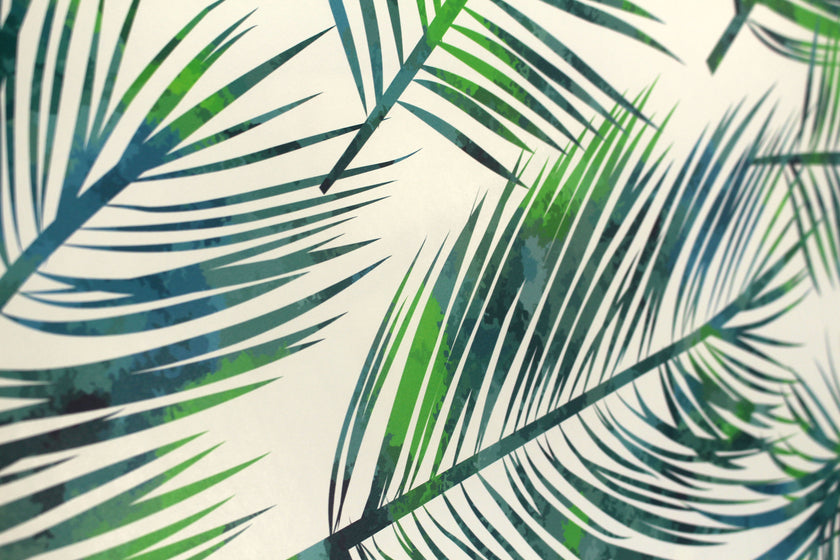GW128051 Blue and Green Palms Peel and Stick Wallpaper Roll 19 inch Wide x 18 ft. Long Blue Green