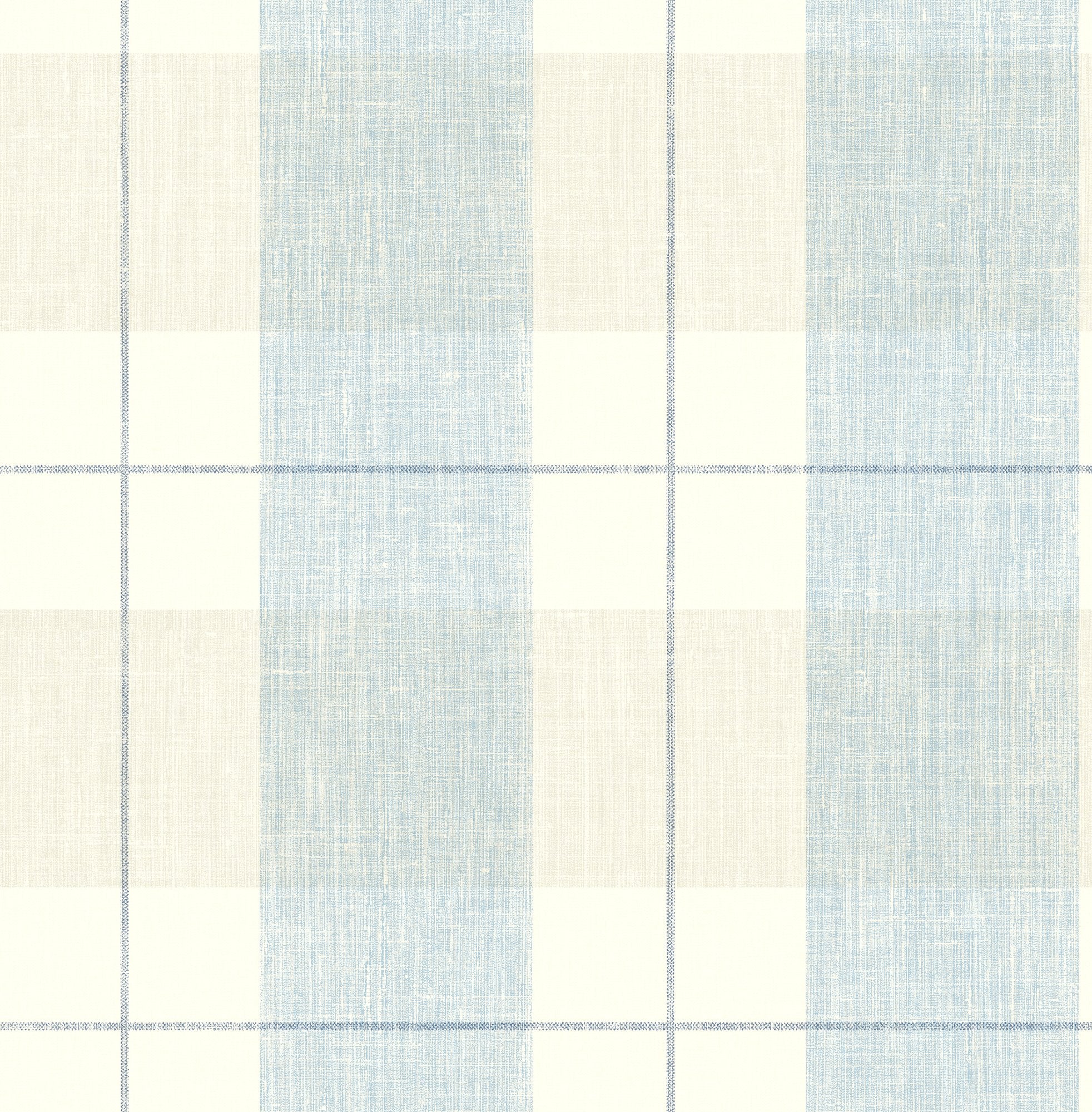 GW2003W  Grace & Gardenia Plaid Peel and Stick Wallpaper Roll in Soft Blue and Cream