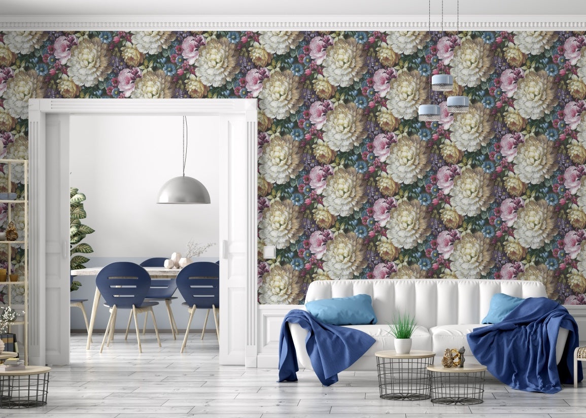 GW2012 Grace & Gardenia Monet's Garden Flowers Peel and Stick Wallpaper multi-colors