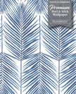 GW2016 Grace & Gardenia Tropical Blue Palm Leaf Peel and Stick Wallpaper Roll 20.5 inch Wide x 18 ft. Long, Blue