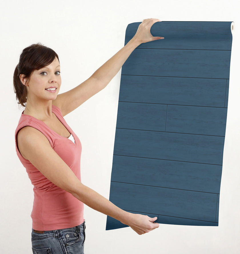 GW2017  Wood Shiplap Peel and Stick Wallpaper Roll 19 inch Wide x 18 ft. Long Blue