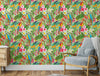 GW2111 Parrot Jungle Leaves Peel and Stick Wallpaper Roll 20.5 inch Wide x 18 ft. Long, Multicolor