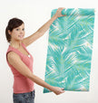 GW2121 Paint Spattered Palms Peel and Stick Wallpaper Roll 20.5 inch Wide x 18 ft. Long, Aqua/Green