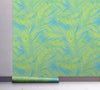 GW2122 Paint Spattered Palms Peel and Stick Wallpaper Roll 20.5 inch Wide x 18 ft. Long, Green/Blue