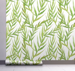 GW2131 Tropical Leaves Peel and Stick Wallpaper Roll 19 inch Wide x 18 ft. Long Green
