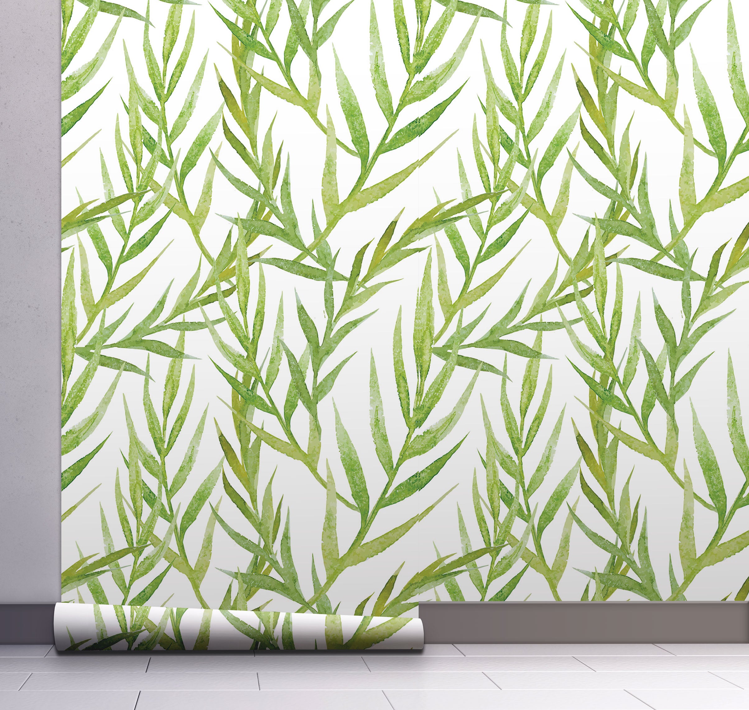 GW2131 Tropical Leaves Peel and Stick Wallpaper Roll 20.5 inch Wide x 18 ft. Long, Green