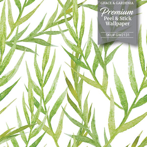 GW2131 Tropical Leaves Peel and Stick Wallpaper Roll 20.5 inch Wide x 18 ft. Long, Green