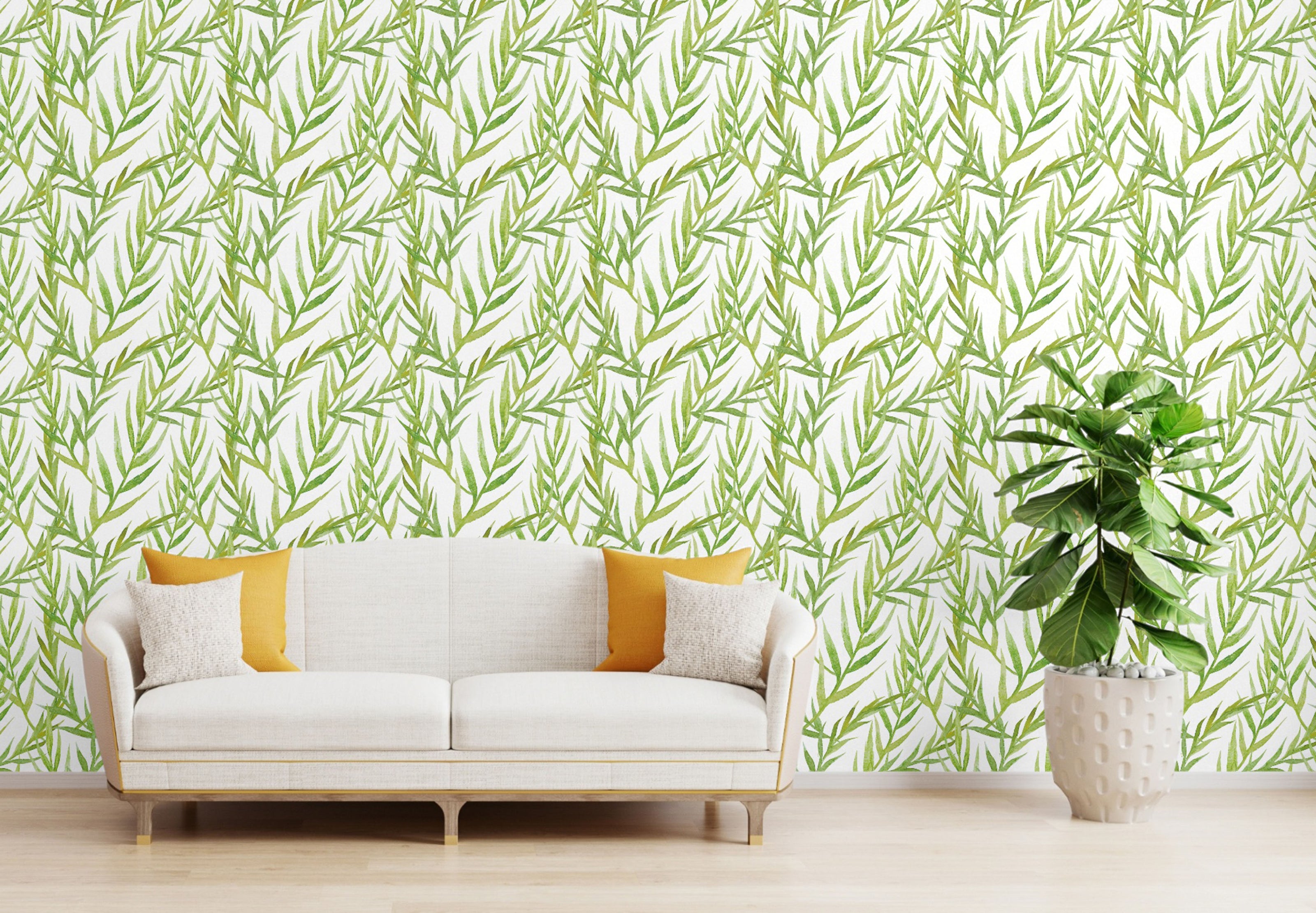 GW2131 Tropical Leaves Peel and Stick Wallpaper Roll 20.5 inch Wide x 18 ft. Long, Green