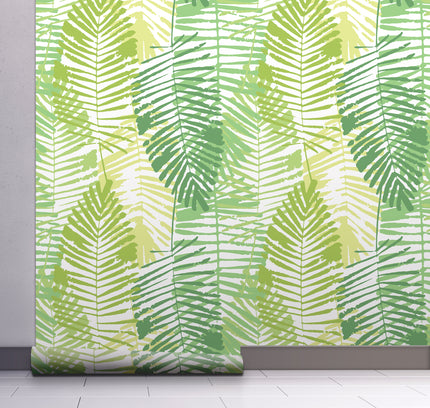 GW2164 Abstract Palms Peel and Stick Wallpaper Roll 19 inch Wide x 18 ft. Long, Green