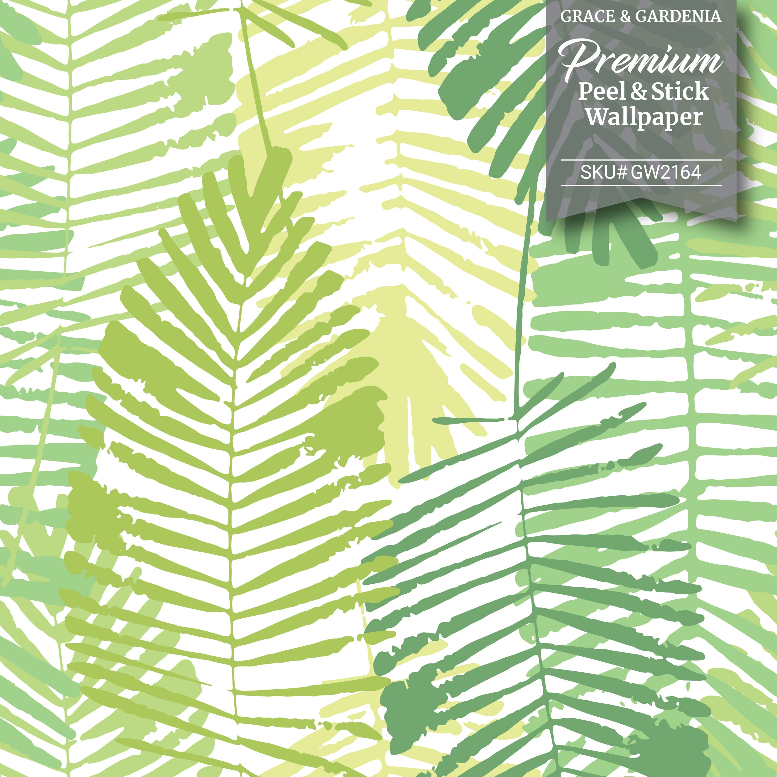 GW2164 Abstract Palms Peel and Stick Wallpaper Roll 20.5 inch Wide x 18 ft. Long, Green