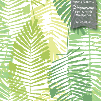 GW2164 Abstract Palms Peel and Stick Wallpaper Roll 19 inch Wide x 18 ft. Long, Green