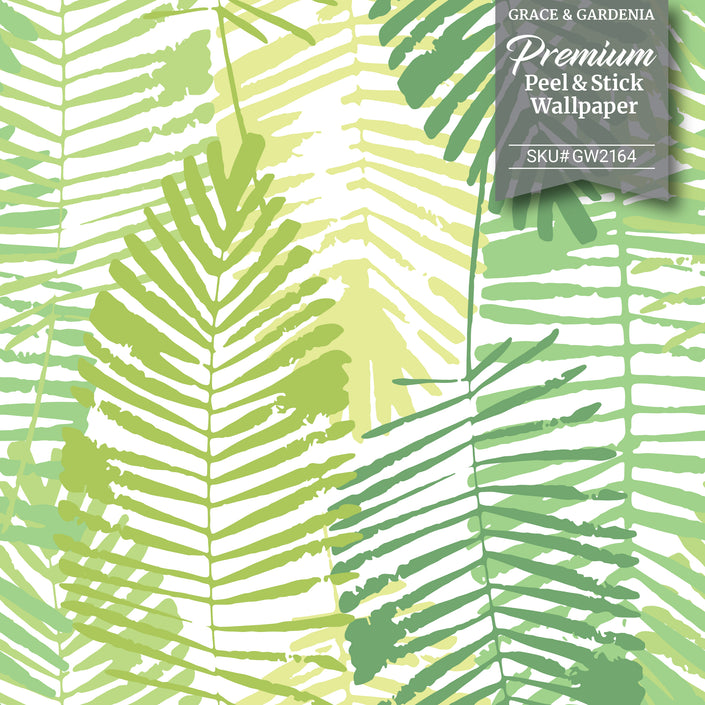 GW2164 Abstract Palms Peel and Stick Wallpaper Roll 19 inch Wide x 18 ft. Long, Green