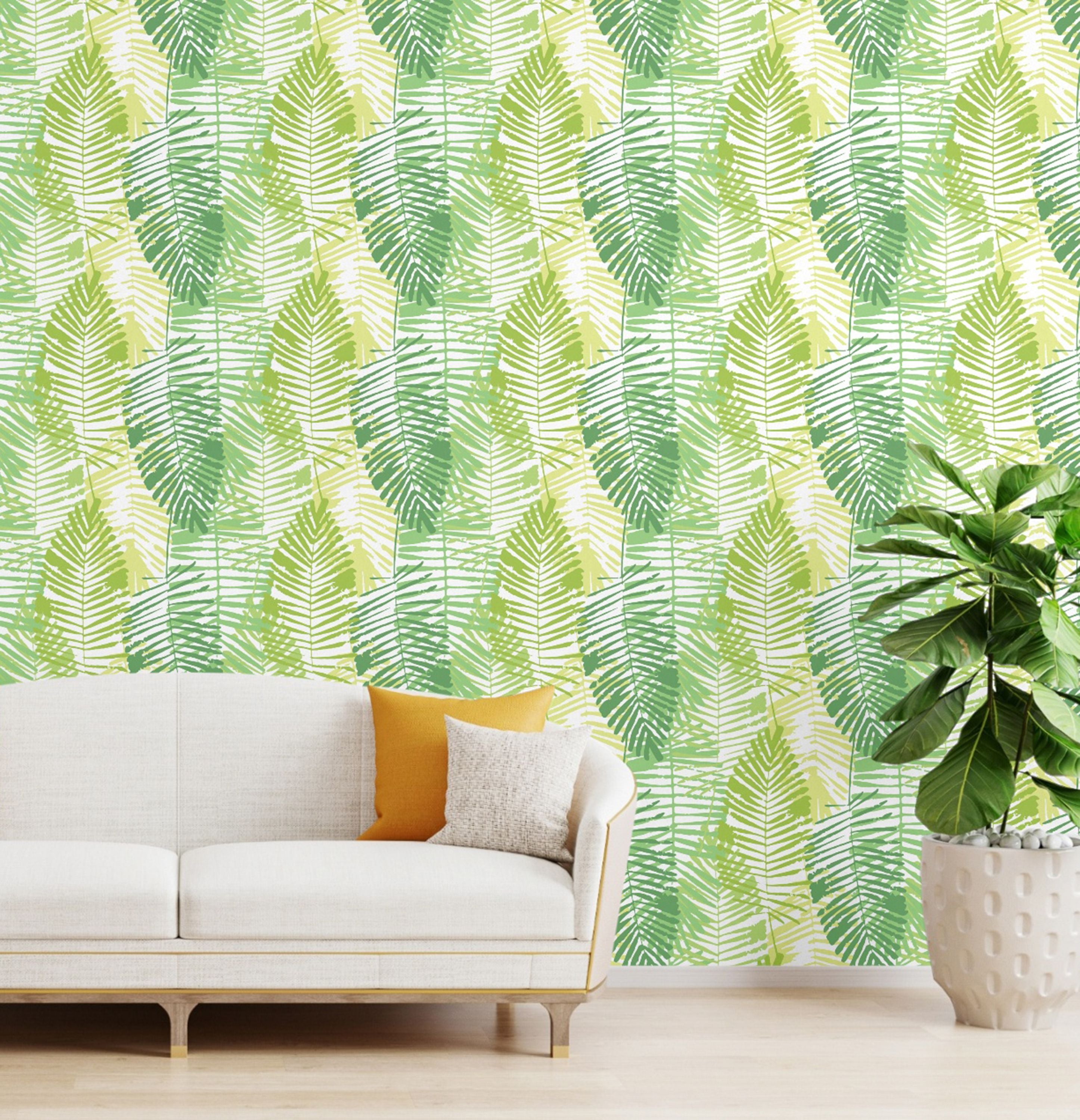 GW2164 Abstract Palms Peel and Stick Wallpaper Roll 20.5 inch Wide x 18 ft. Long, Green