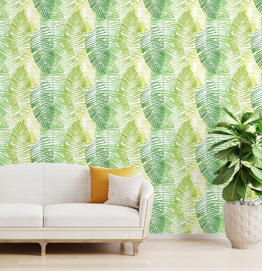 GW2164 Abstract Palms Peel and Stick Wallpaper Roll 19 inch Wide x 18 ft. Long, Green