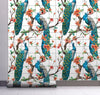 GW2165 Peacock with Grid Peel and Stick Wallpaper Roll 20.5 inch Wide x 18 ft. Long, Blue/White/Orange