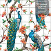 GW2165 Peacock with Grid Peel and Stick Wallpaper Roll 20.5 inch Wide x 18 ft. Long, Blue/White/Orange