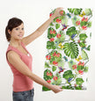 GW2171 Tropical Gloriosa Lilies Peel and Stick Wallpaper Roll 20.5 inch Wide x 18 ft. Long, Green Pink Yellow